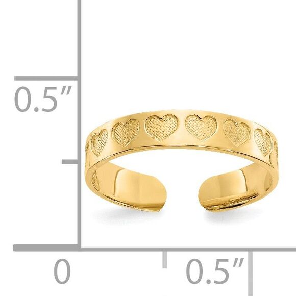 3mm Textured Heart Toe Ring in 14K Yellow Gold - Picture 3 of 5